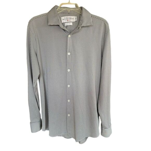 Mizzen + Main Men's Spinnaker Trim Fit Button Shirt Black Gingham Check • XL - Picture 1 of 8